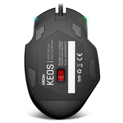 Krom Keos ratón mano derecha USB tipo A Óptico 6400 DPI