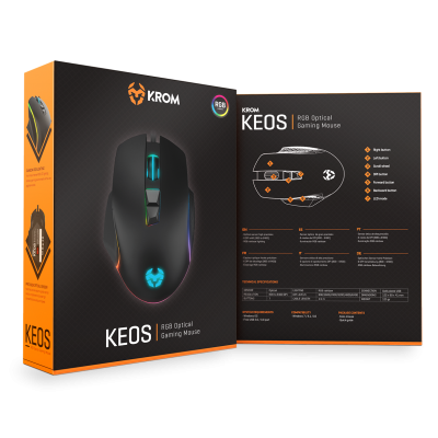 Krom Keos ratón mano derecha USB tipo A Óptico 6400 DPI