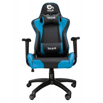TALIUS Silla Gecko gaming negraazul, brazos fijos, butterfly, base nylon, ruedas nylon, gas clase 4