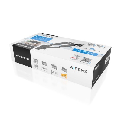 AISENS Soporte De Pared Pro Contrapeso Giratorio E Inclinable Para Monitortv 9kg (3 Pivotes, 2 Brazos) De 17-32, Negro