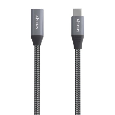 AISENS Cable USB 3.2 Gen2x2 Aluminio 20Gbps 8K@30Hz 5A 100W, Tipo USB-CM-USB-CH, Gris, 1.5 m