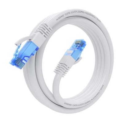 AISENS Cable De Red Latiguillo RJ45 Cat.6 UTP AWG26 CCA, Blanco, 3.0 m