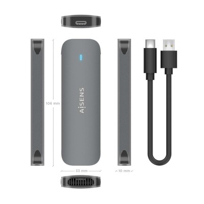 AISENS Caja Externa M.2 (NGFF) ASM2-006GRY SATA a USB3.1 Gen1, Gris