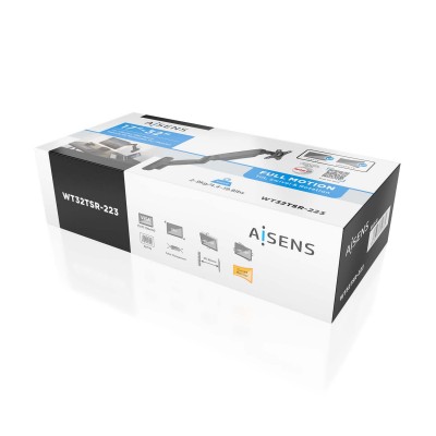 AISENS Soporte De Pared Pro Contrapeso Giratorio E Inclinable Para Monitortv 9kg (3 Pivotes, 1 Brazo) De 17-32, Negro