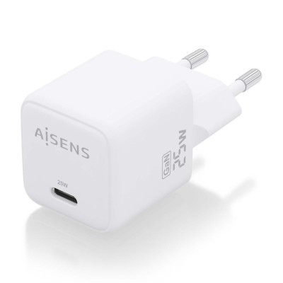 AISENS Cargador GaN 25W, 1xUSB-C PD3.0 QC4.0, Blanco