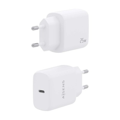 AISENS Cargador USB-C PD3.0 1 Puerto 1xUSB-C 25W, Blanco