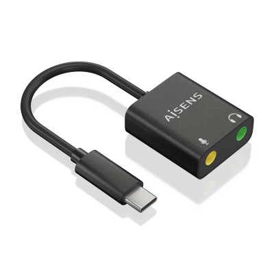 AISENS Conversor USB-C a Audio 48KHz, USB-CM-2xJack 3.5H, Negro, 10 cm