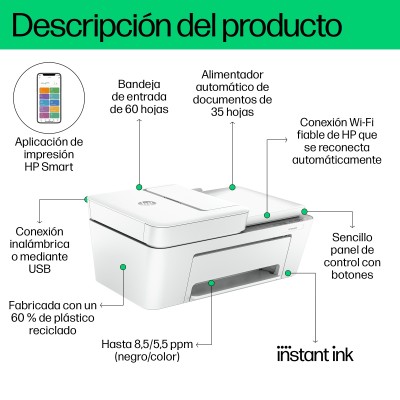 HP Impresora multifunción HP DeskJet 4220e, Color, Impresora para Hogar, Impresión, copia, escáner, HP+ Compatible con el servi