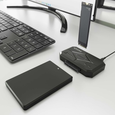 AISENS Estación de Docking SATA 2.53.5, M.2 NVMe a USB 3.03.1 Gen1, Clone, Negro