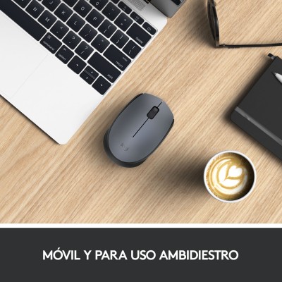 Logitech M170 Grey-K ratón Oficina Ambidextro RF inalámbrico Óptico 1000 DPI
