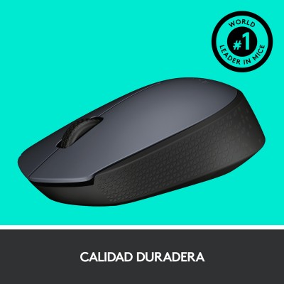 Logitech M170 Grey-K ratón Oficina Ambidextro RF inalámbrico Óptico 1000 DPI