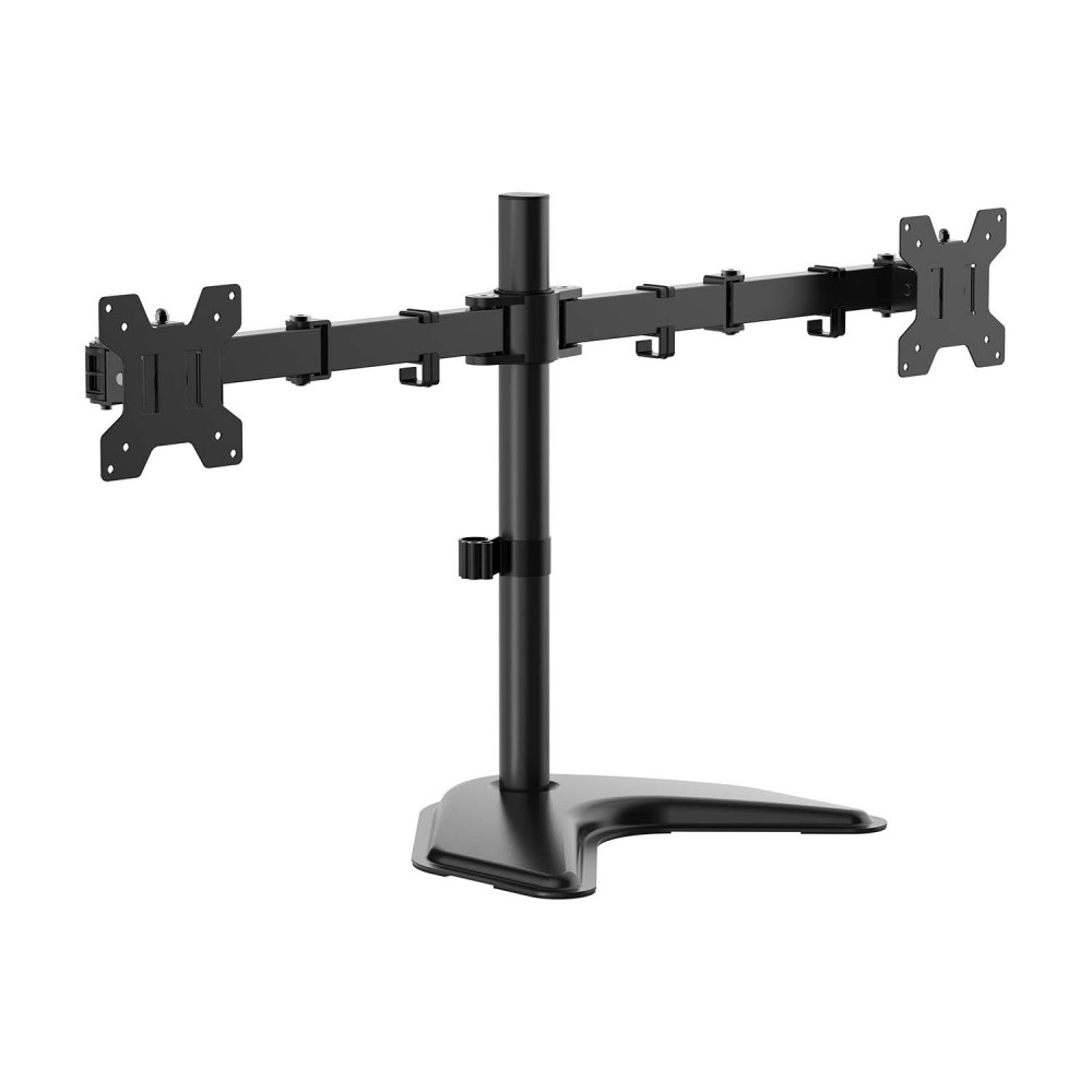 AISENS Soporte de mesa con peana eco giratorio e inclinable para monitorTV 10kg (3 Pivotes, 2 Brazos) de 17-32, Negro