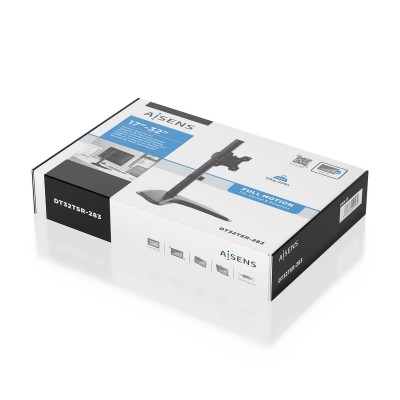 AISENS Soporte de mesa con peana eco giratorio e inclinable para monitorTV 10kg de 17-32, Negro