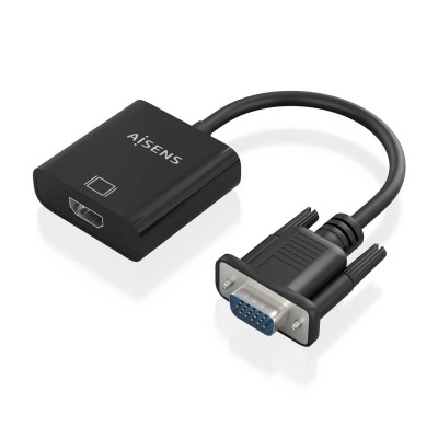 AISENS Cable conversor SVGA+Audio a HDMI, SVGAM+Jack 3.5H+USB MicroBH-HDMI AH, Negro, 20cm