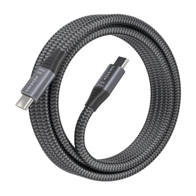 AISENS Cable USB 3.2 Gen2x2 Aluminio 20Gbps 8K@30Hz 5A 100W E-Mark, Tipo USB-CM-USB-CM, Gris, 3.0m