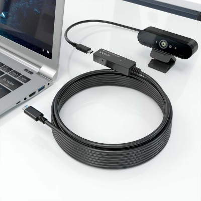 AISENS Cable USB 3.2 Gen1x1 prolongador con Amplificador, USB-CM-USB-CH, Negro, 5.0m