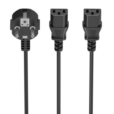 AISENS Cable Alimentacion CPU, CEE7M-2xC13H, Negro, 3.0m