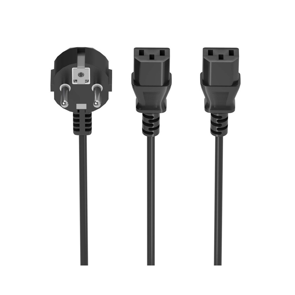 AISENS Cable Alimentacion CPU, CEE7M-2xC13H, Negro, 3.0m