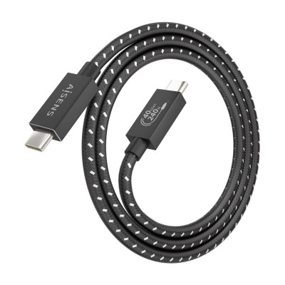 AISENS Cable USB4 Gen3x2 Aluminio 40Gbps 8K@60Hz 5A 48V 240W E-Mark, Tipo USB-CM-USB-CM, Negro, 1.0m