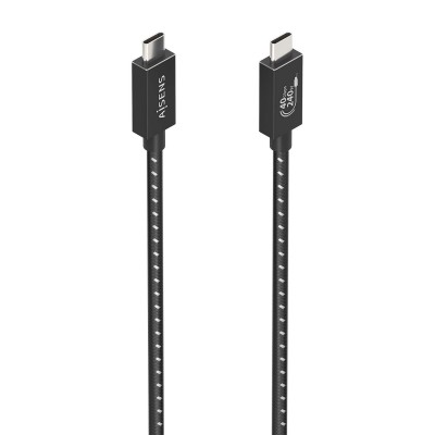 AISENS Cable USB4 Gen3x2 Aluminio 40Gbps 8K@60Hz 5A 48V 240W E-Mark, Tipo USB-CM-USB-CM, Negro, 1.5m