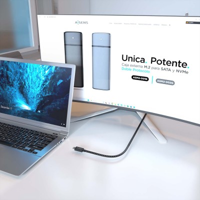 AISENS Cable USB4 Gen3x2 Aluminio 40Gbps 8K@60Hz 5A 48V 240W E-Mark, Tipo USB-CM-USB-CM, Negro, 1.0m