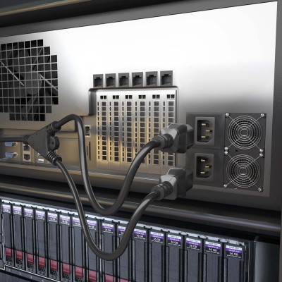 AISENS Cable Alimentacion CPU, CEE7M-2xC13H, Negro, 3.0m