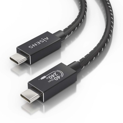 AISENS Cable USB4 Gen3x2 Aluminio 40Gbps 8K@60Hz 5A 48V 240W E-Mark, Tipo USB-CM-USB-CM, Negro, 1.5m