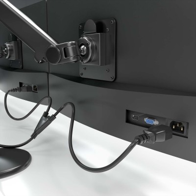 AISENS Cable Alimentacion CPU, CEE7M-2xC13H, Negro, 3.0m