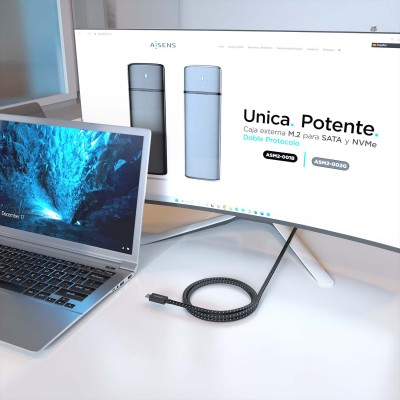 AISENS Cable USB4 Gen3x2 Aluminio 40Gbps 8K@60Hz 5A 48V 240W E-Mark, Tipo USB-CM-USB-CM, Negro, 1.5m