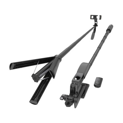 AISENS Palo Tripode Para Selfie Con Mando A Distancia Bluetooth 3 En 1, Negro