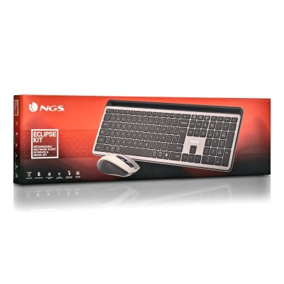 NGS ECLIPSE teclado Ratón incluido Hogar  Oficina RF Wireless + Bluetooth QWERTY Inglés Gris