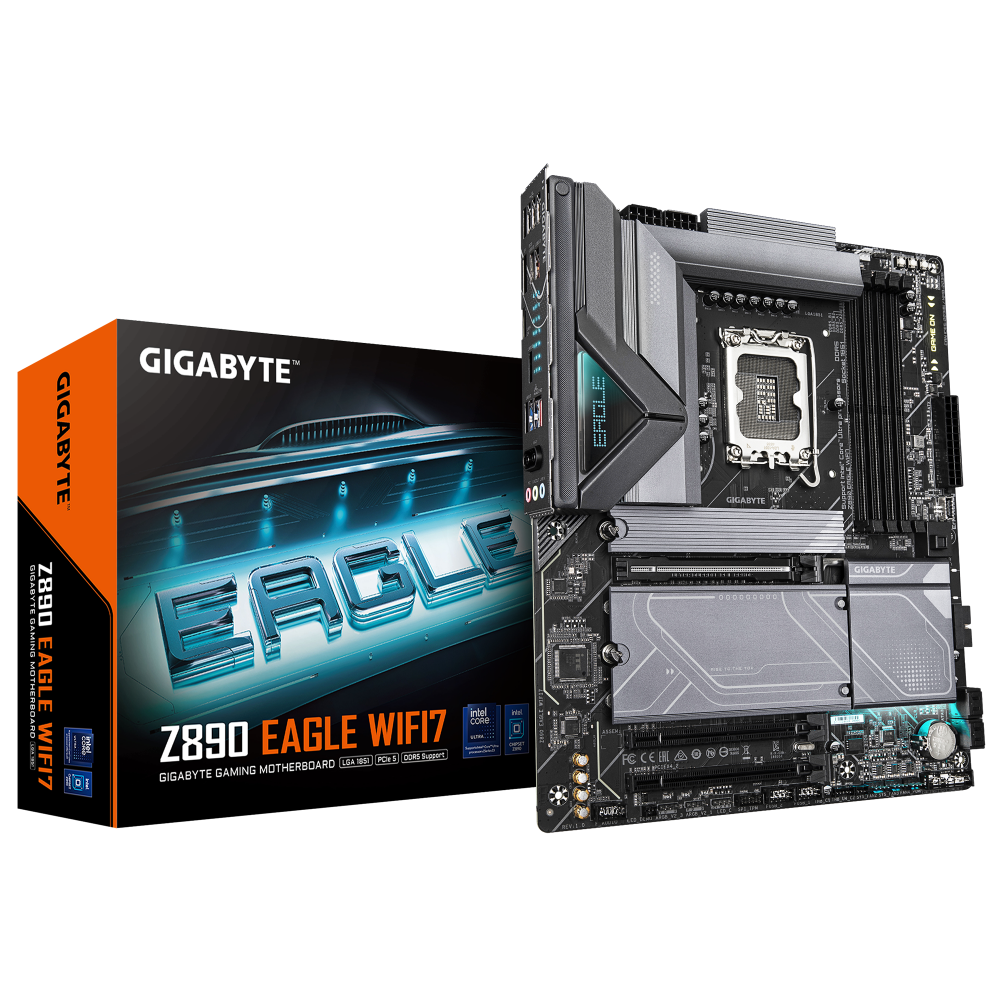 GIGABYTE Placa base Z890 EAGLE WIFI7 - Compatible con CPUs Intel Core Ultra (Serie 2), VRM de 14+1+2 fases, hasta 8800MHz DDR5 