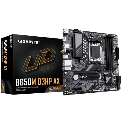 GIGABYTE B650M D3HP AX Placa base - AMD Ryzen serie 9000, VRM de 5+2+2 fases, hasta 7600 MHz DDR5 (OC), 2xPCIe 4.0 M.2, LAN 2,5