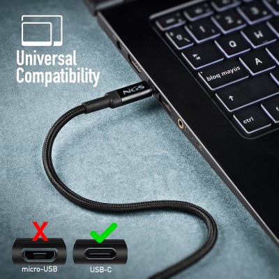 NGS KNOT 65W-3 cable USB USB 2.0 3 m USB C Negro