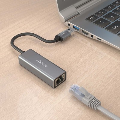 AISENS Conversor USB 3.0 a ethernet Gigabit 101001000 Mbps, Gris, 15cm