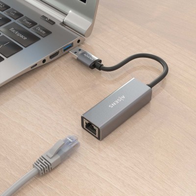 AISENS Conversor USB 3.0 a ethernet Gigabit 101001000 Mbps, Gris, 15cm
