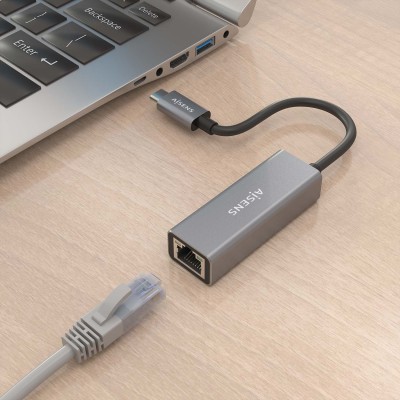 AISENS Conversor USB3.1 Gen1 USB-C a ethernet Gigabit 101001000 Mbps, Gris, 15cm