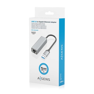 AISENS Conversor USB 3.0 a ethernet Gigabit 101001000 Mbps, Gris, 15cm