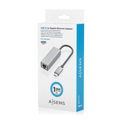 AISENS Conversor USB3.1 Gen1 USB-C a ethernet Gigabit 101001000 Mbps, Gris, 15cm