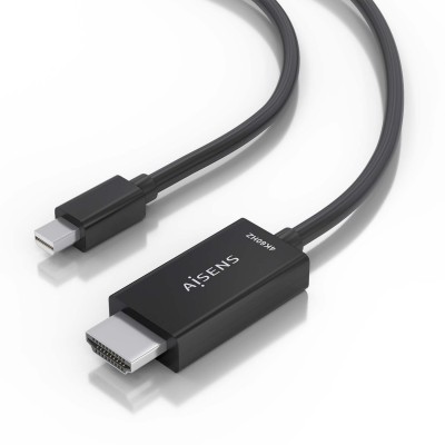 AISENS Cable conversor MINI DP a HDMI 4K@60Hz, MINI DPM-HDMIM, Negro, 2.0m