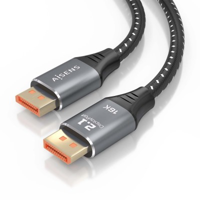 AISENS Cable DisplayPort V2.1 16K@60Hz 80 Gbps, DPM-DPM, Negro, 1.0m