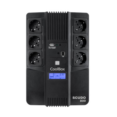 CoolBox Scudo 3 LCD 800VA sistema de alimentación ininterrumpida (UPS) Línea interactiva 0,8 kVA 480 W 6 salidas AC