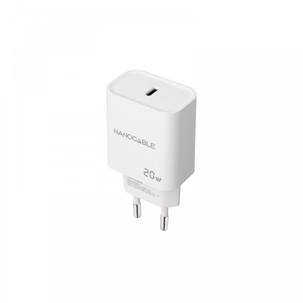 Nanocable Cargador USB-C PD 20W, Blanco