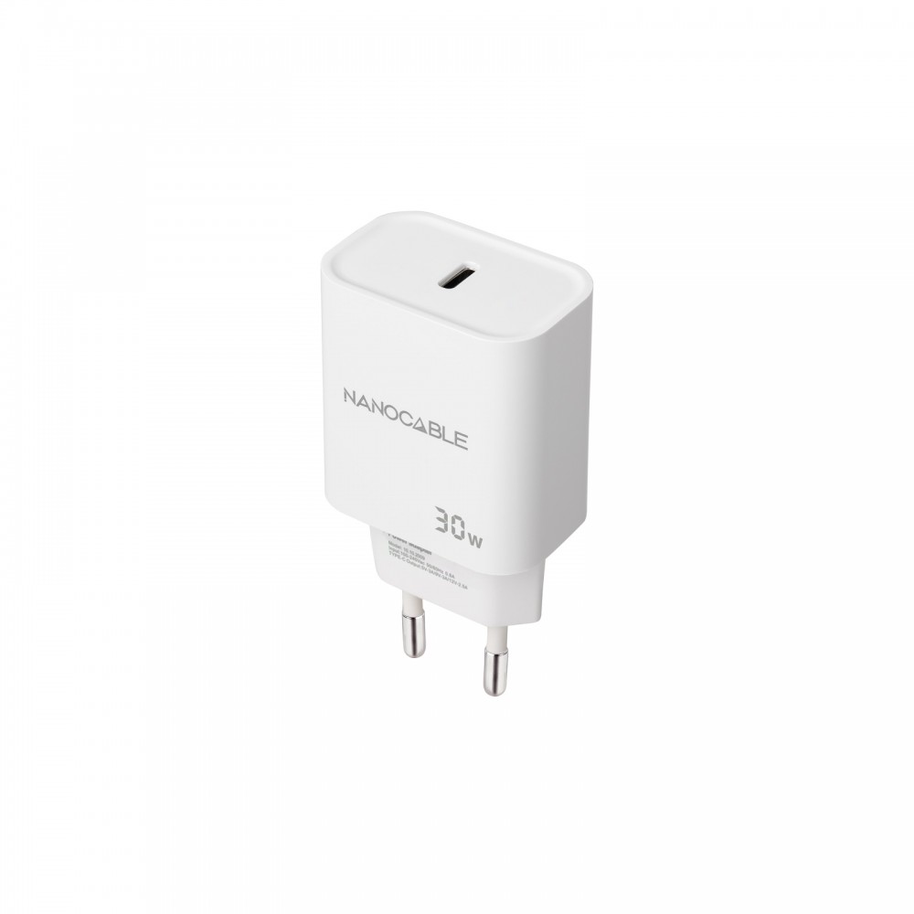Nanocable Cargador USB-C PD 30W, Blanco