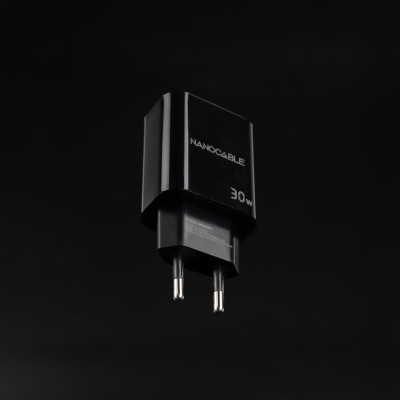 Nanocable Cargador USB-CPD + USB-AQC 30W, Negro