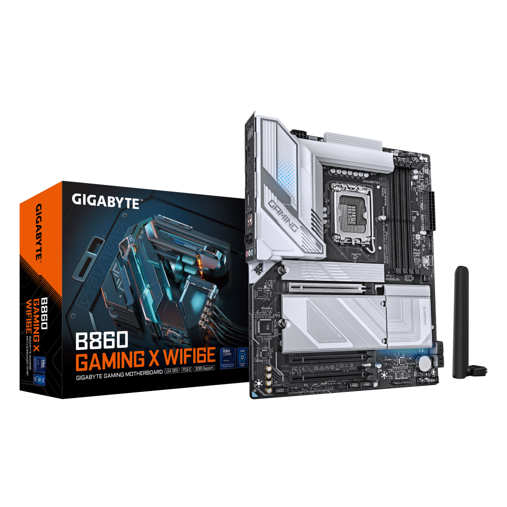 GIGABYTE B860 GAMING X WIFI6E Placa base - CPUs Intel Core Ultra, VRM de 12+1+2+1 fases, hasta 9066MHz DDR5, 1xPCIe 5.0 + 2xPCI