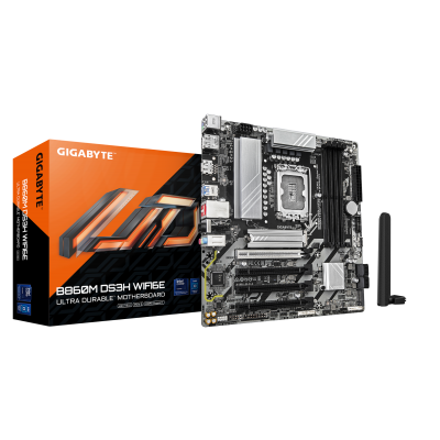 GIGABYTE B860M DS3H WIFI6E Placa base - CPUs Intel Core Ultra, VRM de 5+1+2+1 fases, hasta 9066MHz DDR5, 1xPCIe 5.0 + 1xPCIe 4.