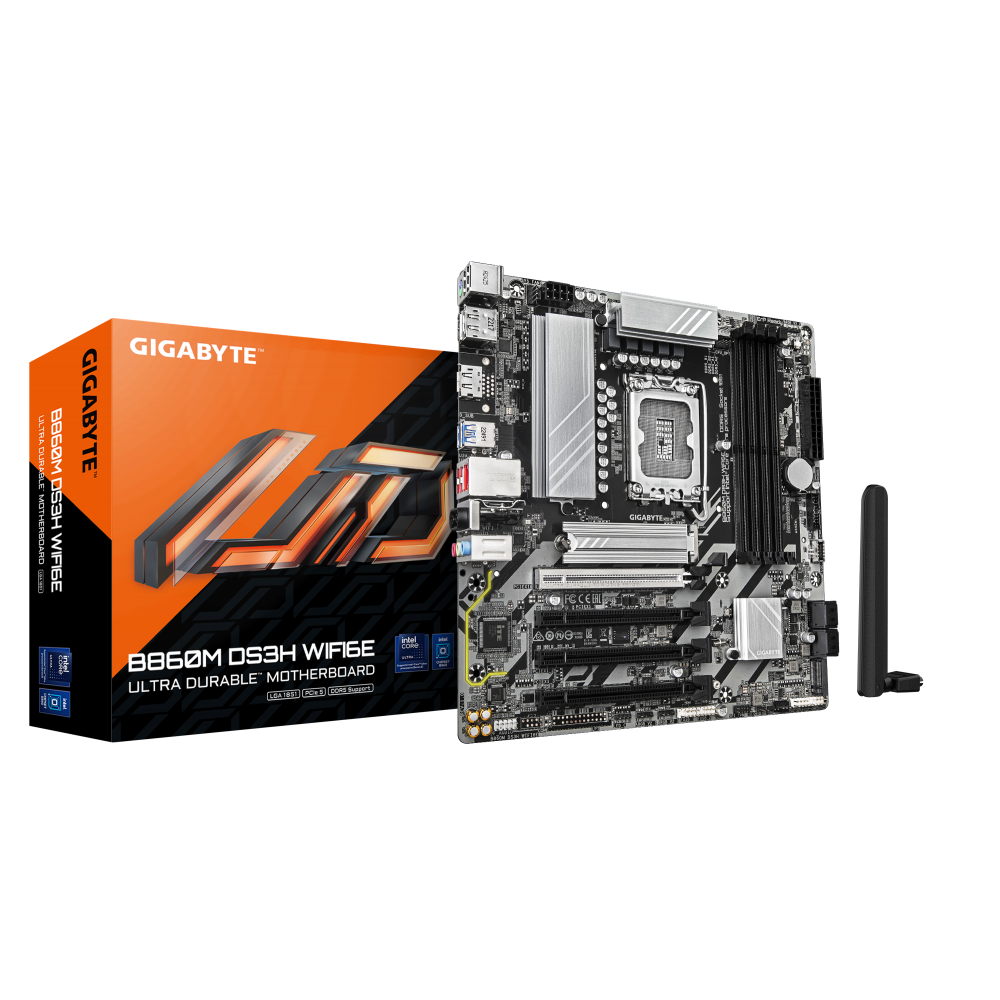 GIGABYTE B860M DS3H WIFI6E Placa base - CPUs Intel Core Ultra, VRM de 5+1+2+1 fases, hasta 9066MHz DDR5, 1xPCIe 5.0 + 1xPCIe 4.