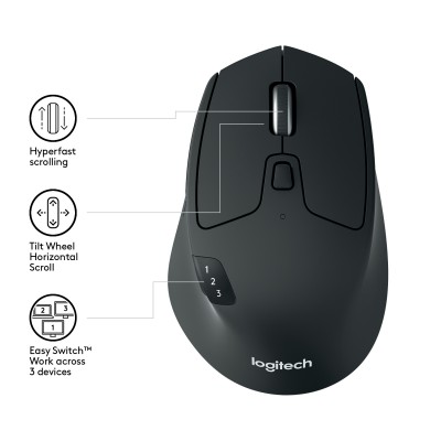 Logitech M720 ratón Oficina mano derecha RF Wireless + Bluetooth Óptico 1000 DPI