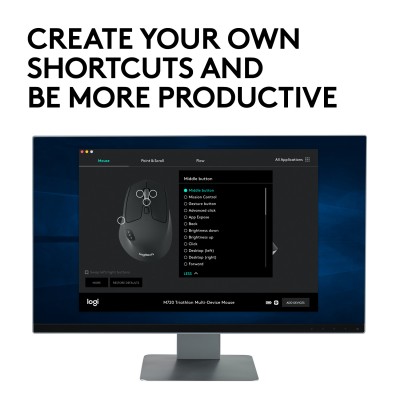 Logitech M720 ratón Oficina mano derecha RF Wireless + Bluetooth Óptico 1000 DPI